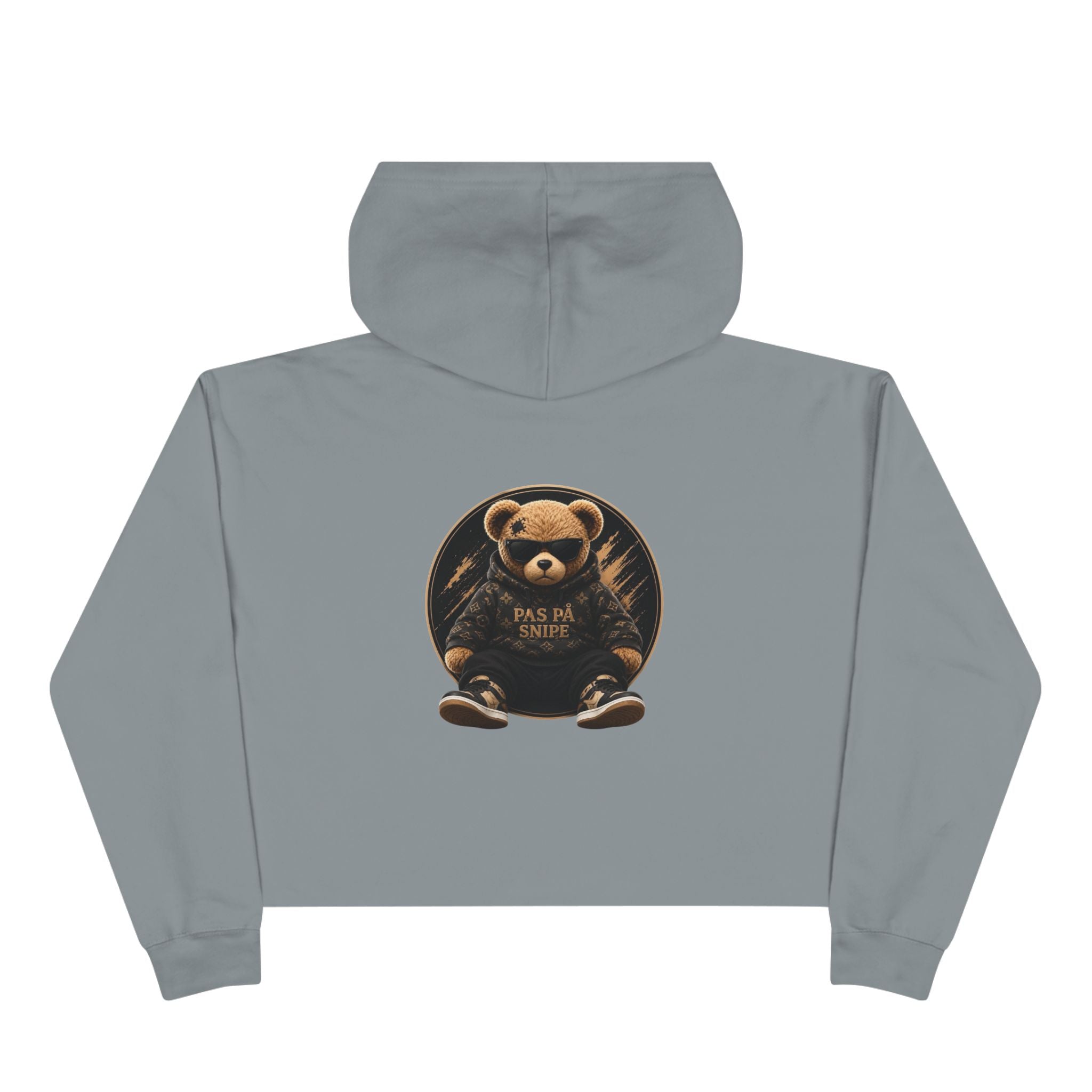 Teddy Bear Crop Hoodie — 'Kiss Me I'm Yours' Cute Graphic Cropped Hoodie