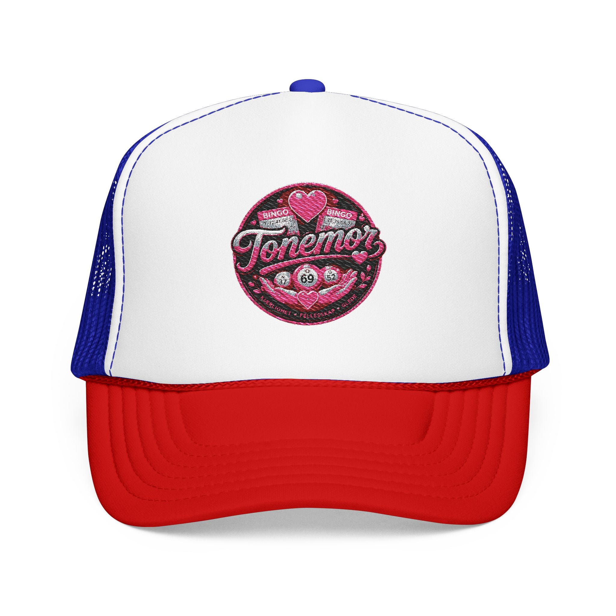 Foam Trucker Hat — Pink Glitter "Tenerme" Heart Patch Cap