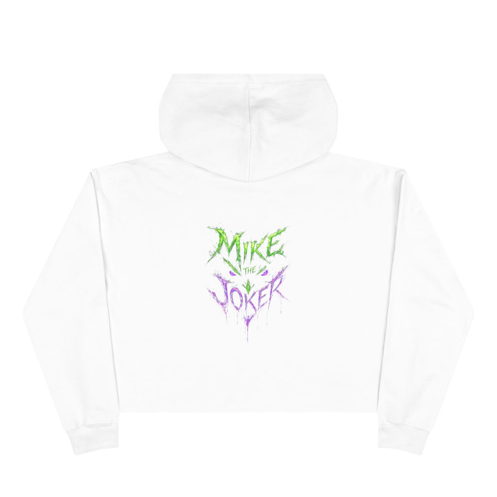 Crop Hoodie — 'Mixe Joker' Minimal Front / Bold Back Graphic Cropped Hoodie