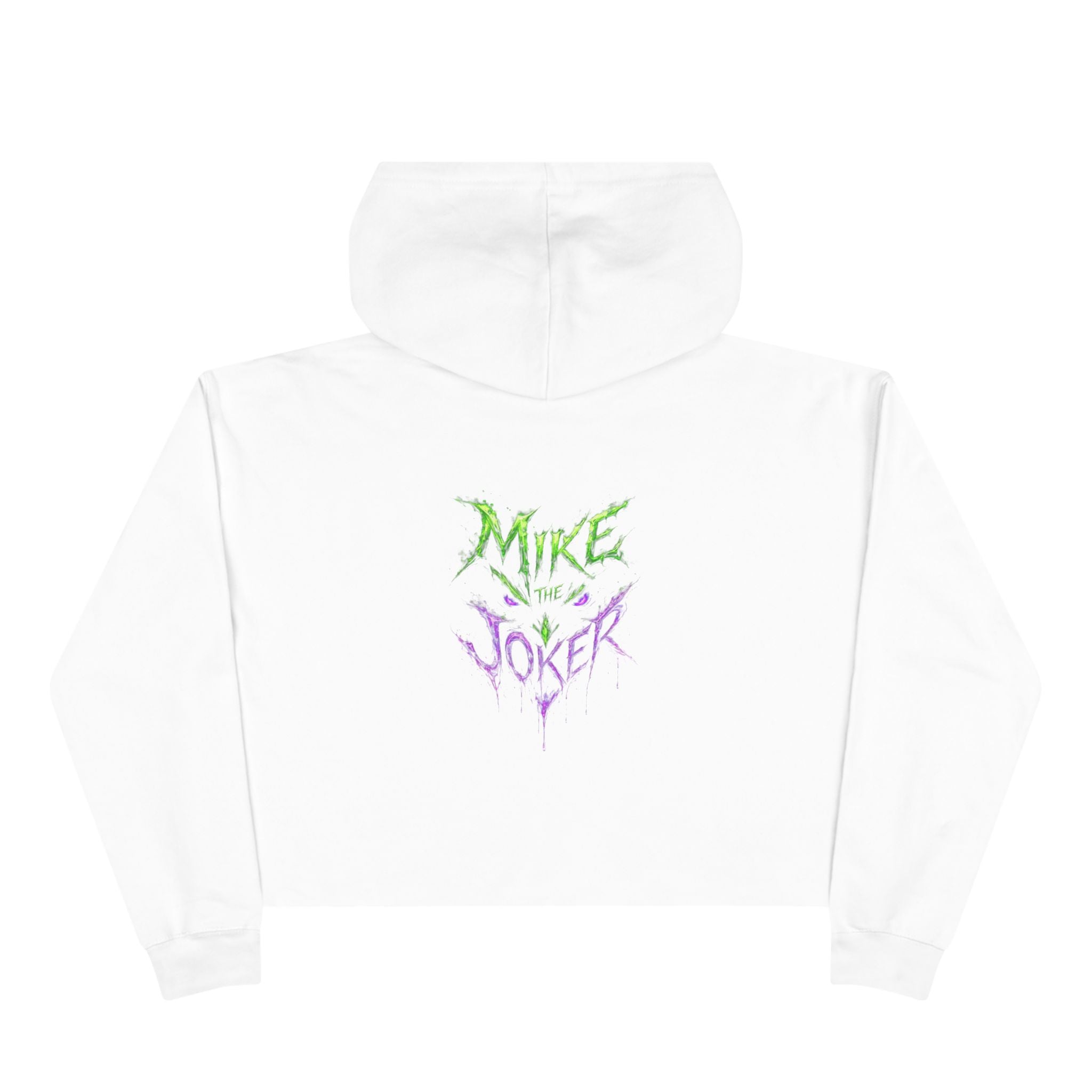 Crop Hoodie — 'Mixe Joker' Minimal Front / Bold Back Graphic Cropped Hoodie