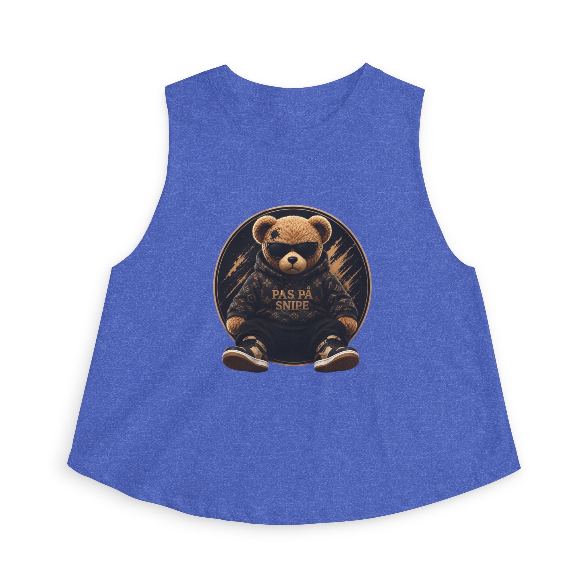 Cute Teddy Bear Graphic Crop Top — "Pas På Snipé" Women's Tank