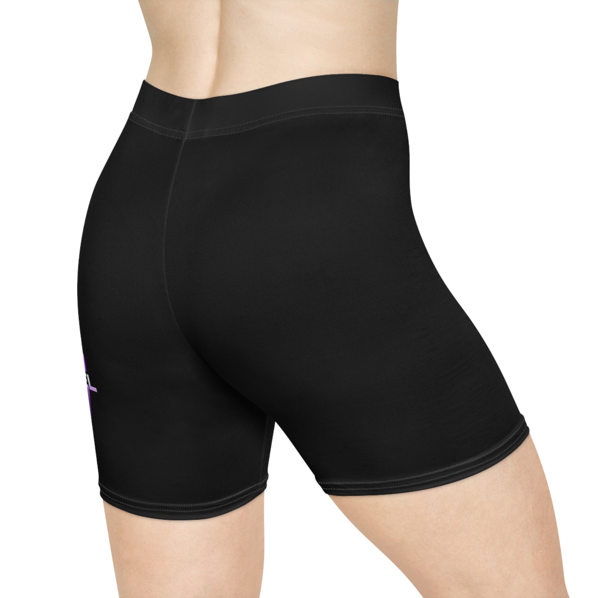 Next Level Logo Women's Biker Shorts — Black Athletic Cycling Shorts