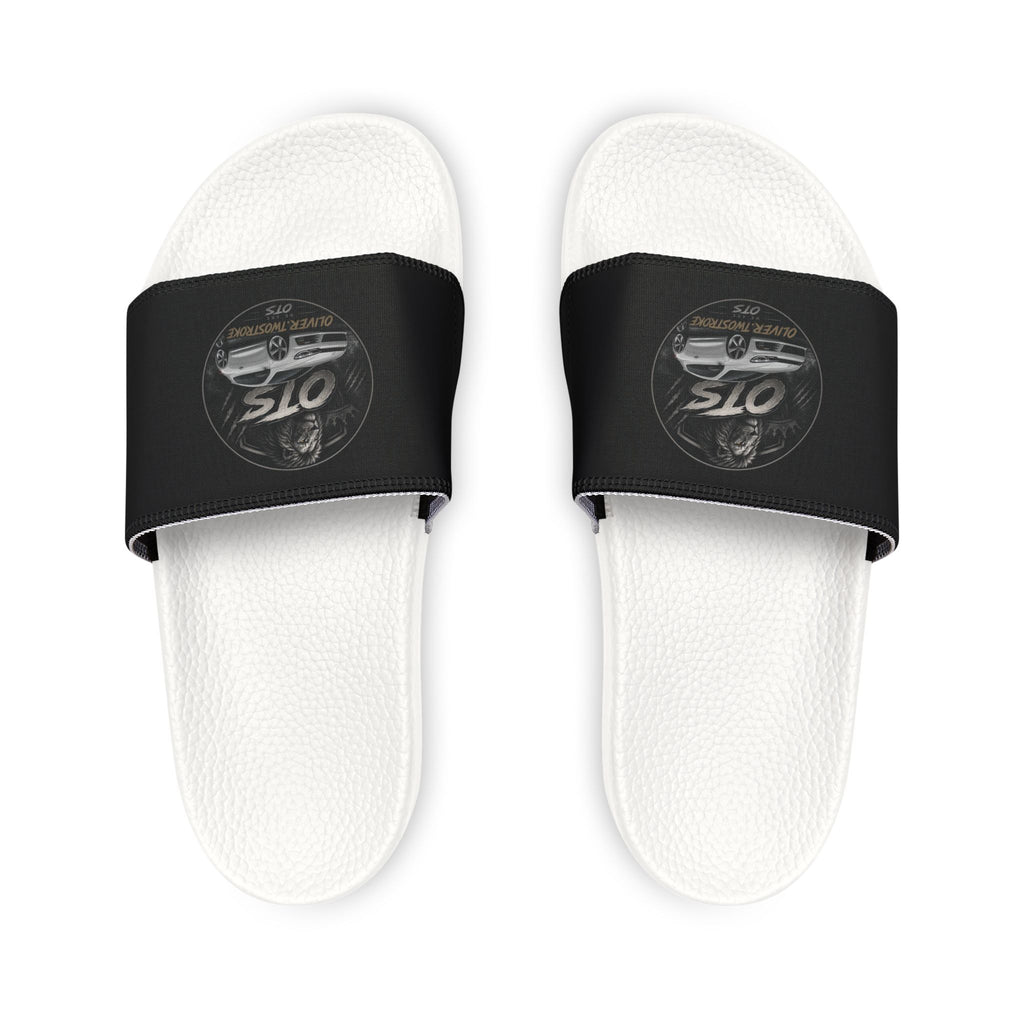 Slide Sandals — Black Vintage S10 Emblem Men's Removable‑Strap Slides