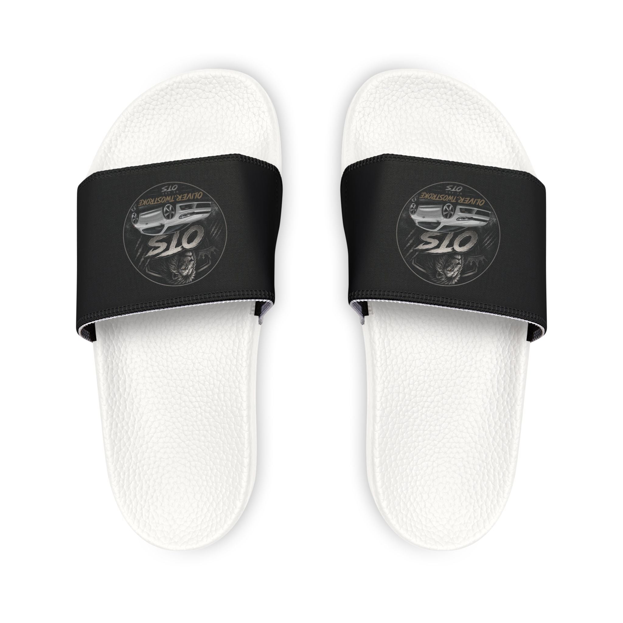 Slide Sandals — Black Vintage S10 Emblem Men's Removable‑Strap Slides