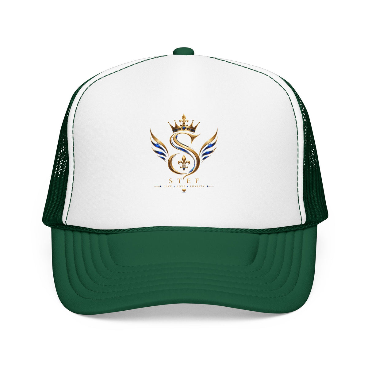 Embroidered Royal S Crest Trucker Hat – Gold Crown & Wings Foam Cap