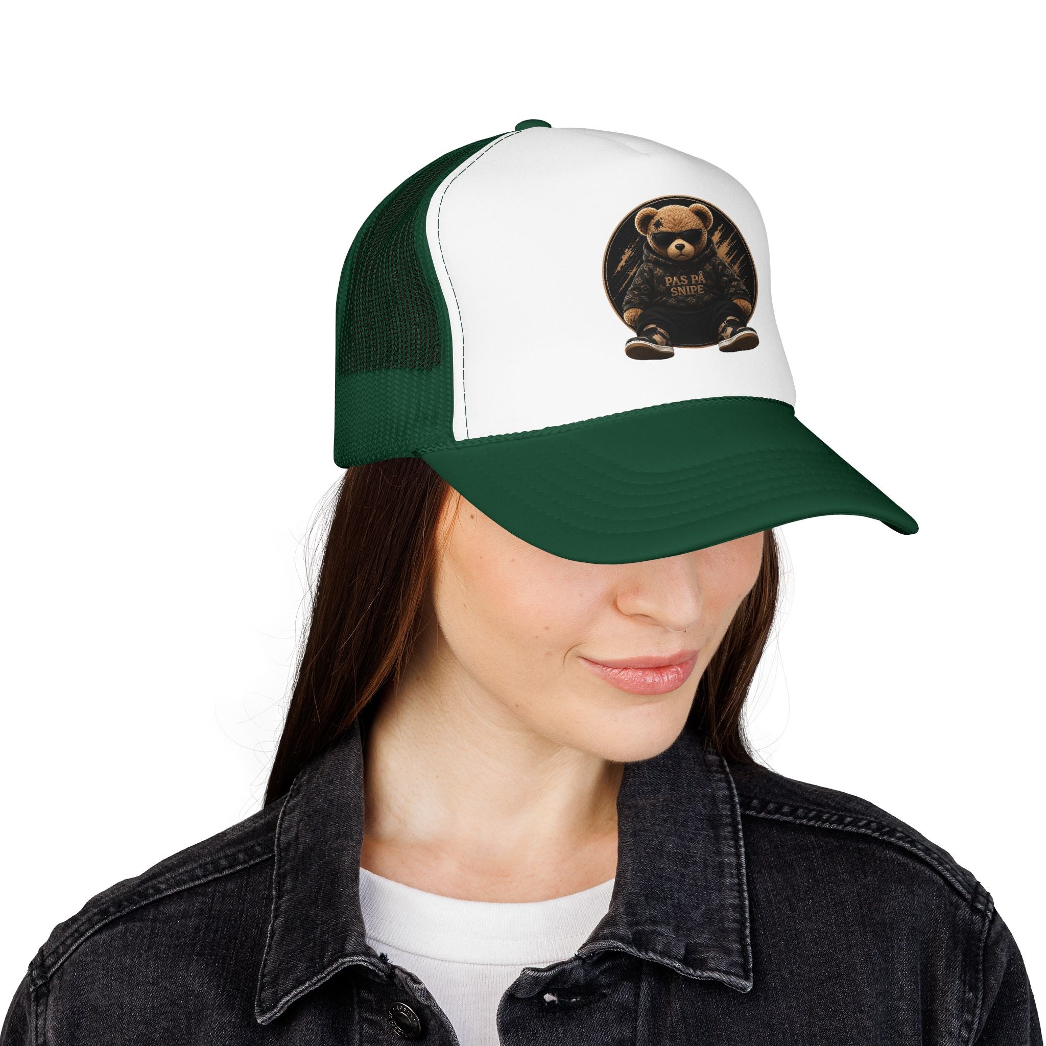 Teddy Bear Trucker Hat — Vintage "Pas de Panier" Patch Cap