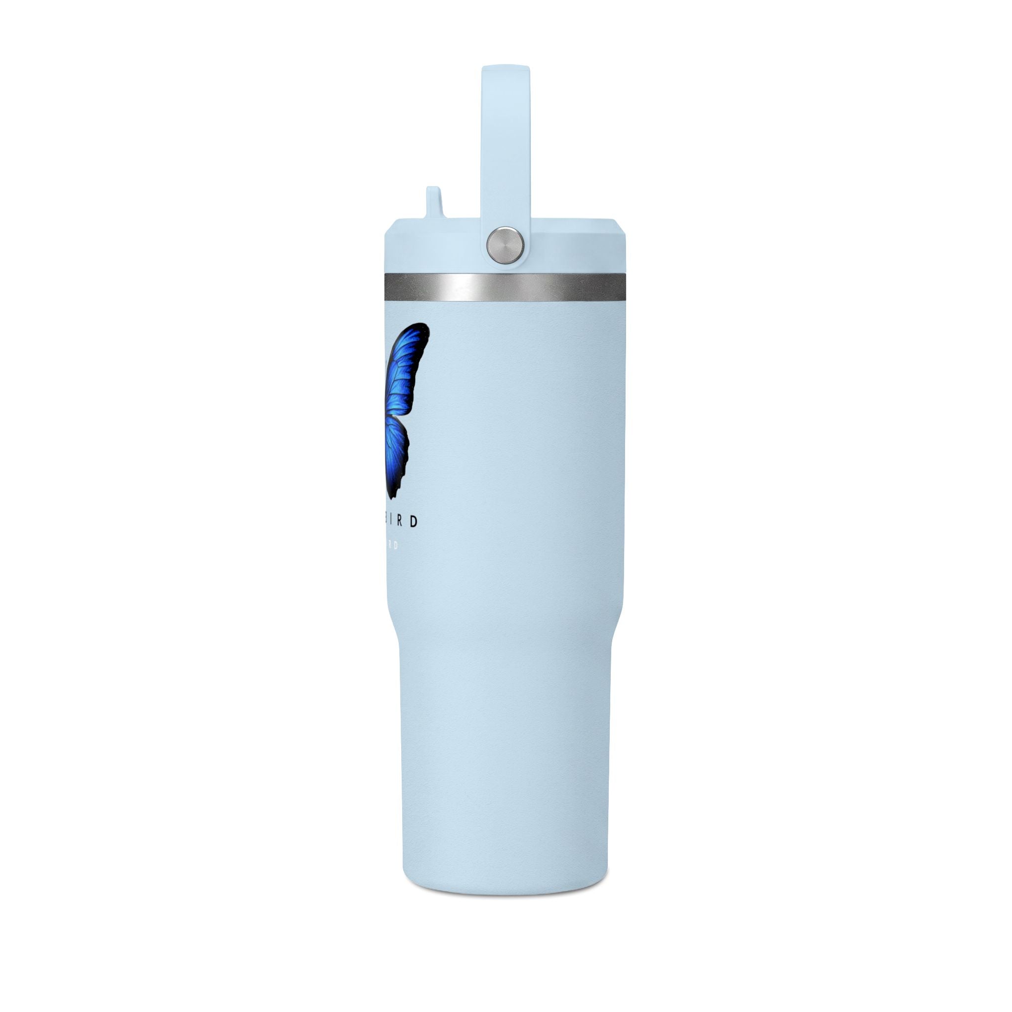 Butterfly Nomad Tumbler 32oz — Insulated Travel Mug with Blue Monarch Design
