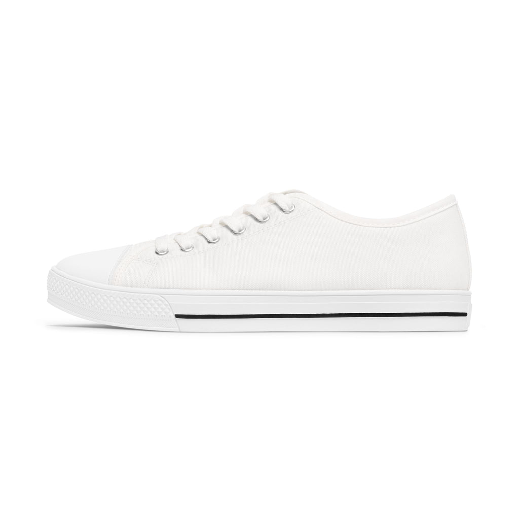 Floral Vibes Low Top Sneakers – Women's White Canvas Shoes with Purple Blossom Accent