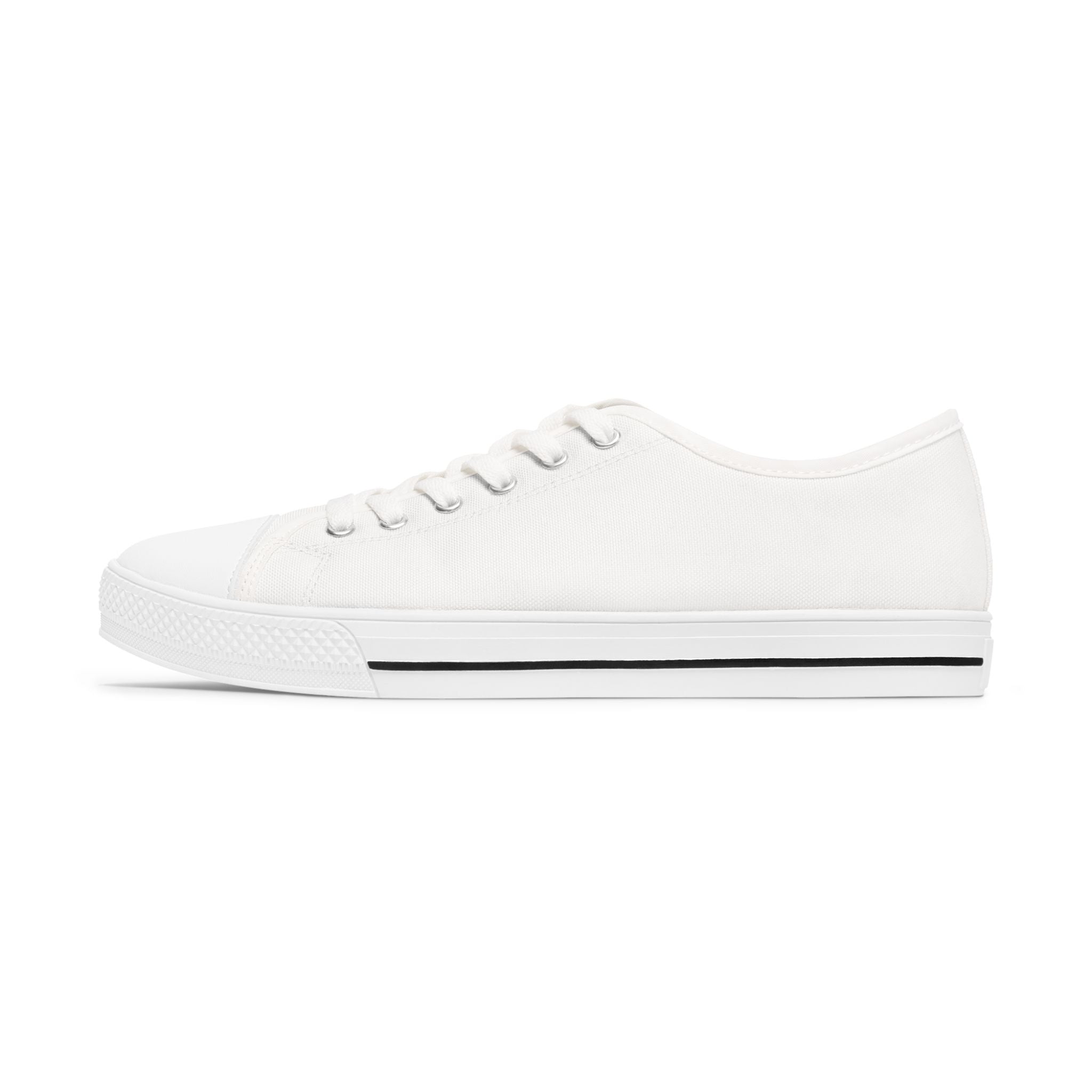 Floral Vibes Low Top Sneakers – Women's White Canvas Shoes with Purple Blossom Accent