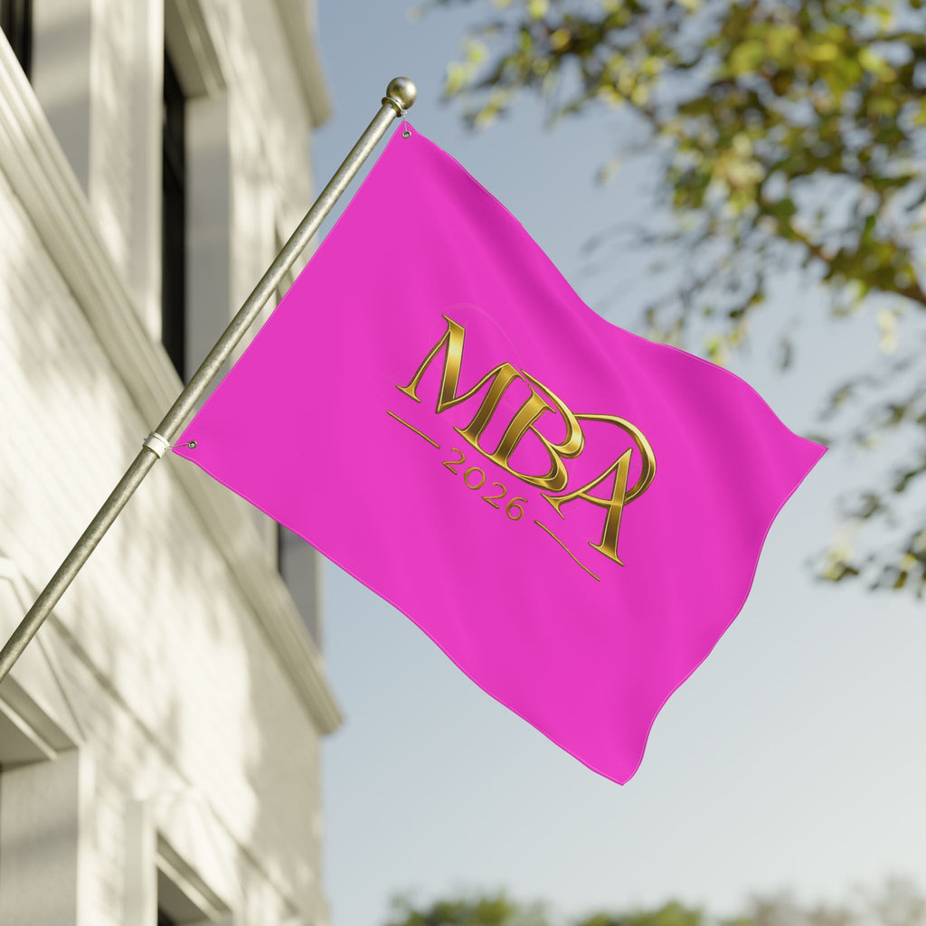 MBA 2026 Double-Sided Flag — Pink Gold Graduation Banner