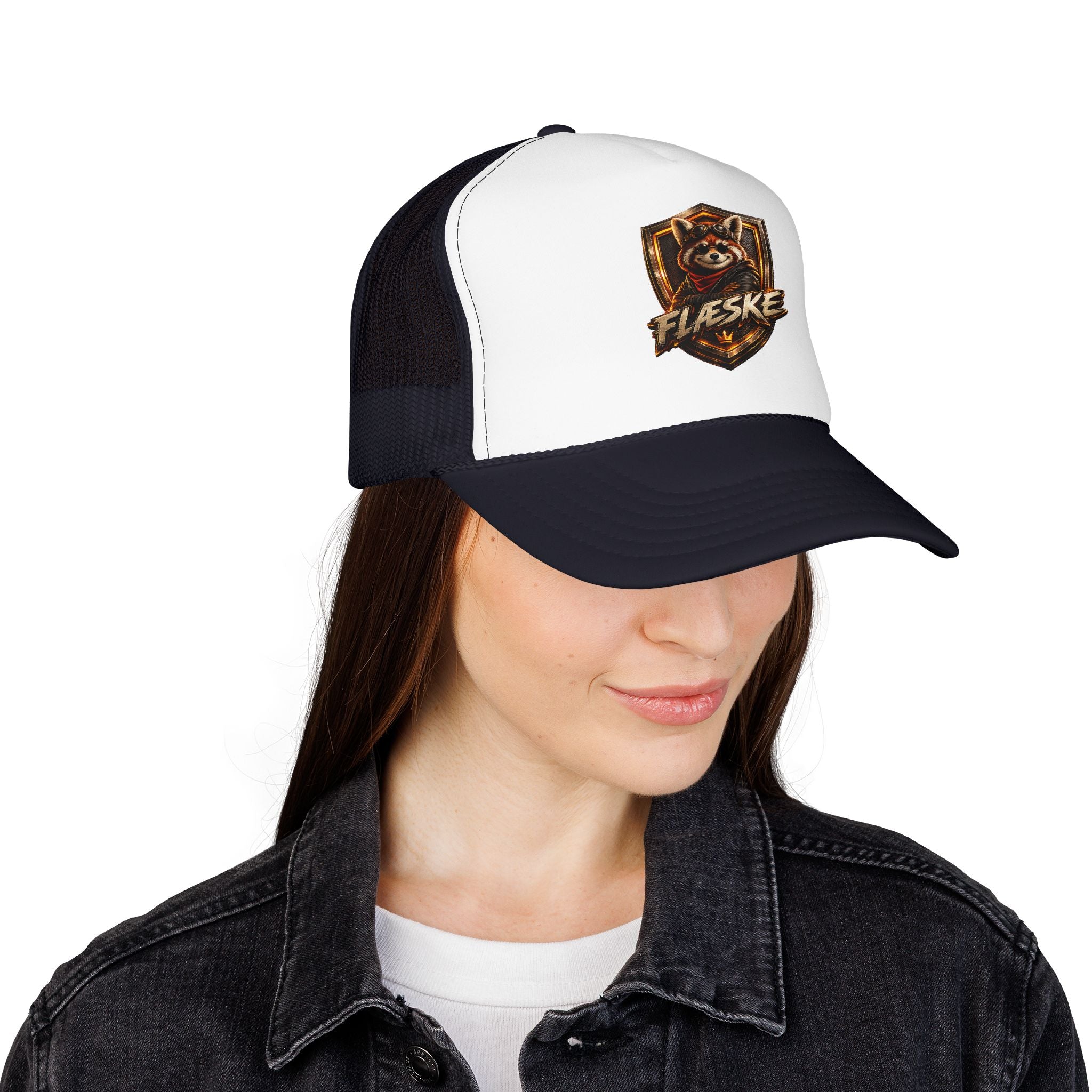 Ember Raccoon Shield Trucker Hat