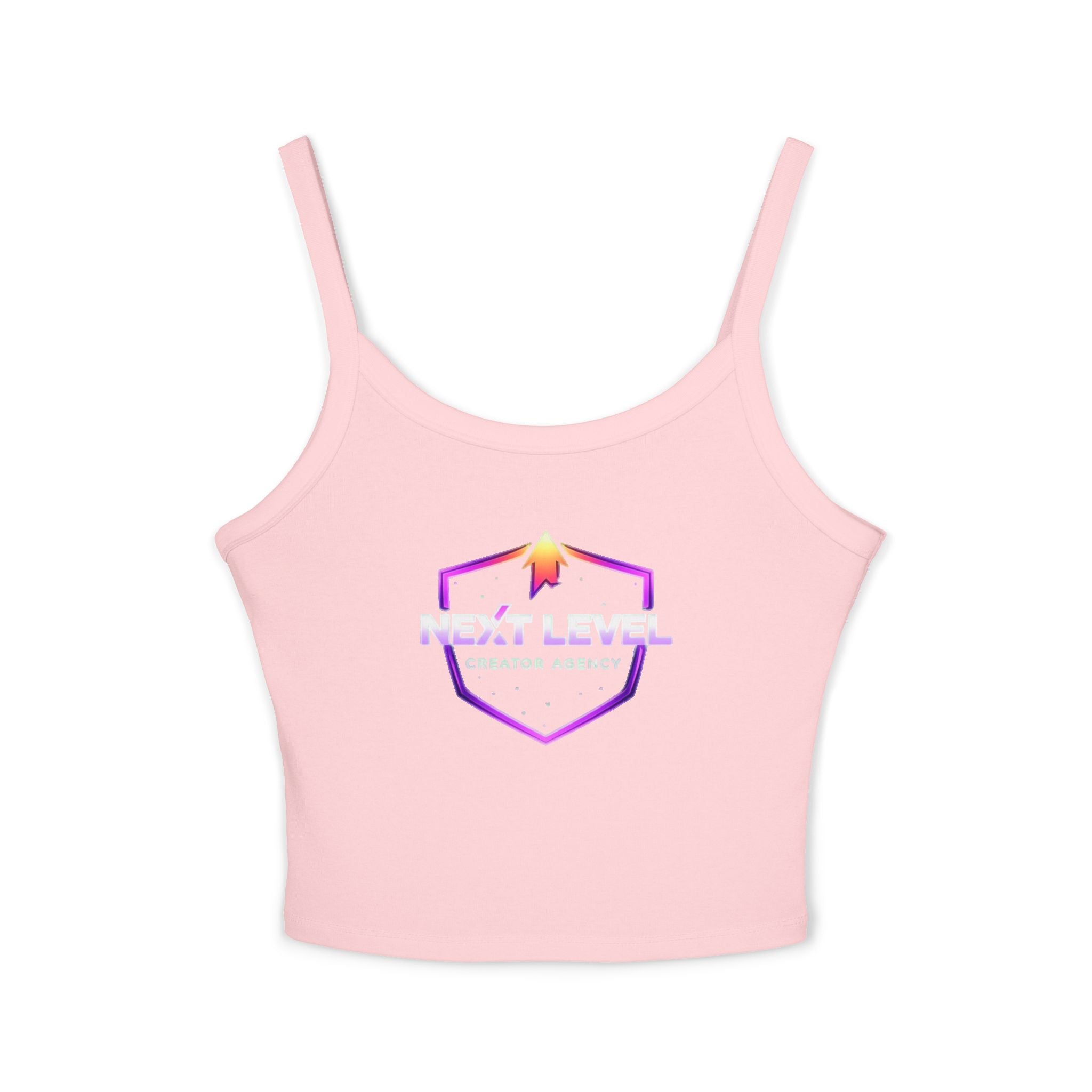 Spaghetti Tank Top — "NLC" Gold Crown Playing Card Logo Crop