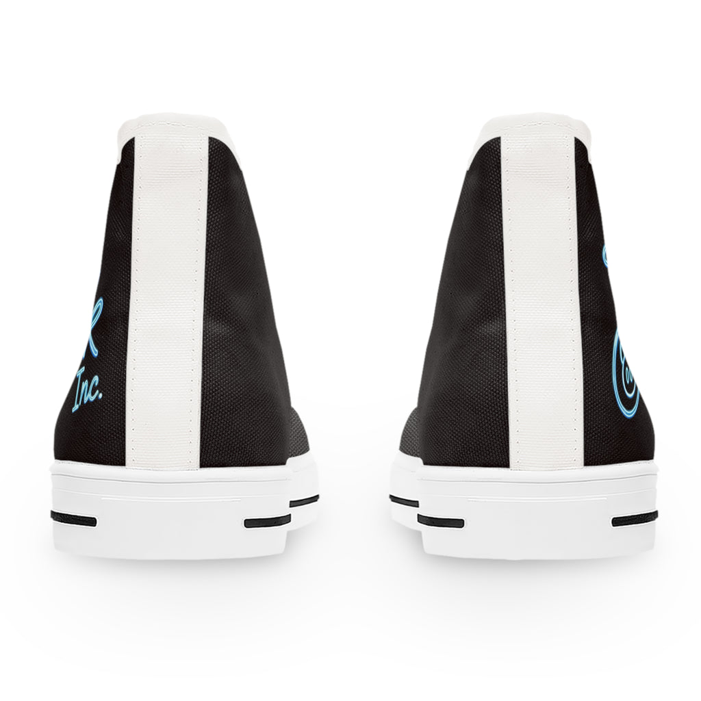 Women's High Top Sneakers — Retro Black Canvas with 'Team Pink Inc.' Script
