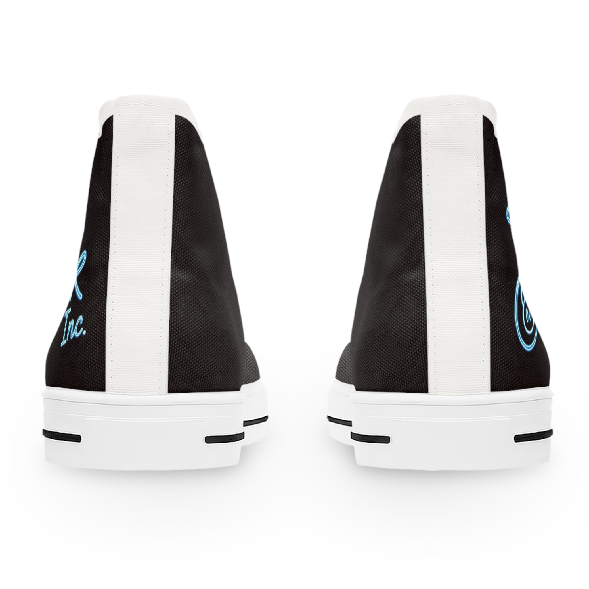 Women's High Top Sneakers — Retro Black Canvas with 'Team Pink Inc.' Script