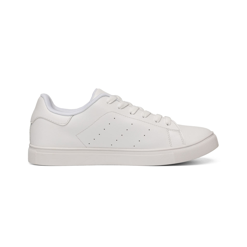 Men's White Leather Low-Top Sneakers — Classic Casual Everyday Shoes