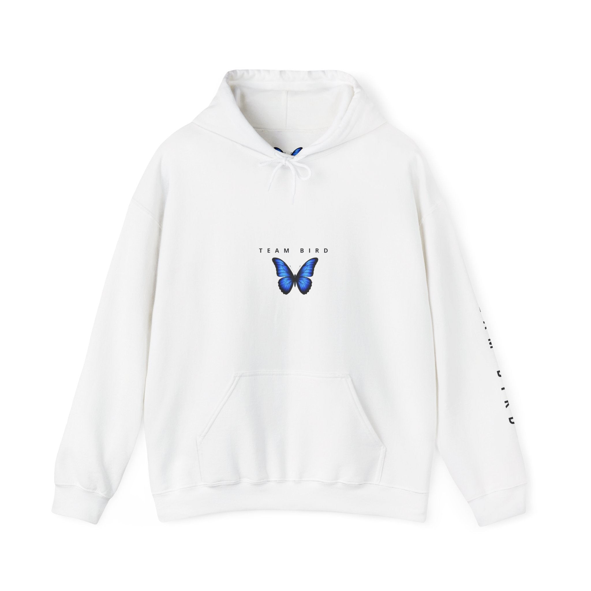 Butterfly Hoodie — "Team Bird" Blue Butterfly Graphic Hooded Sweatshirt
