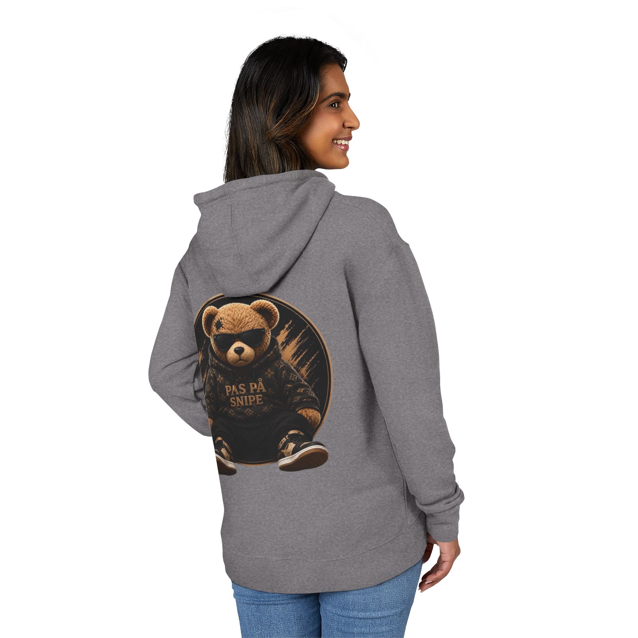 Teddy Bear Hoodie — 'Pas På Snipe' Graphic Pullover
