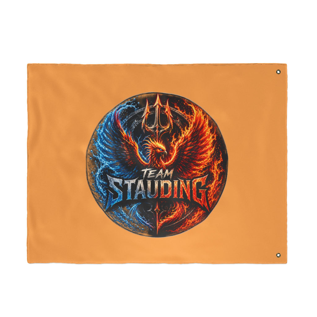 Team Stauding Double-Sided Flag — Fiery Phoenix Logo Outdoor Banner