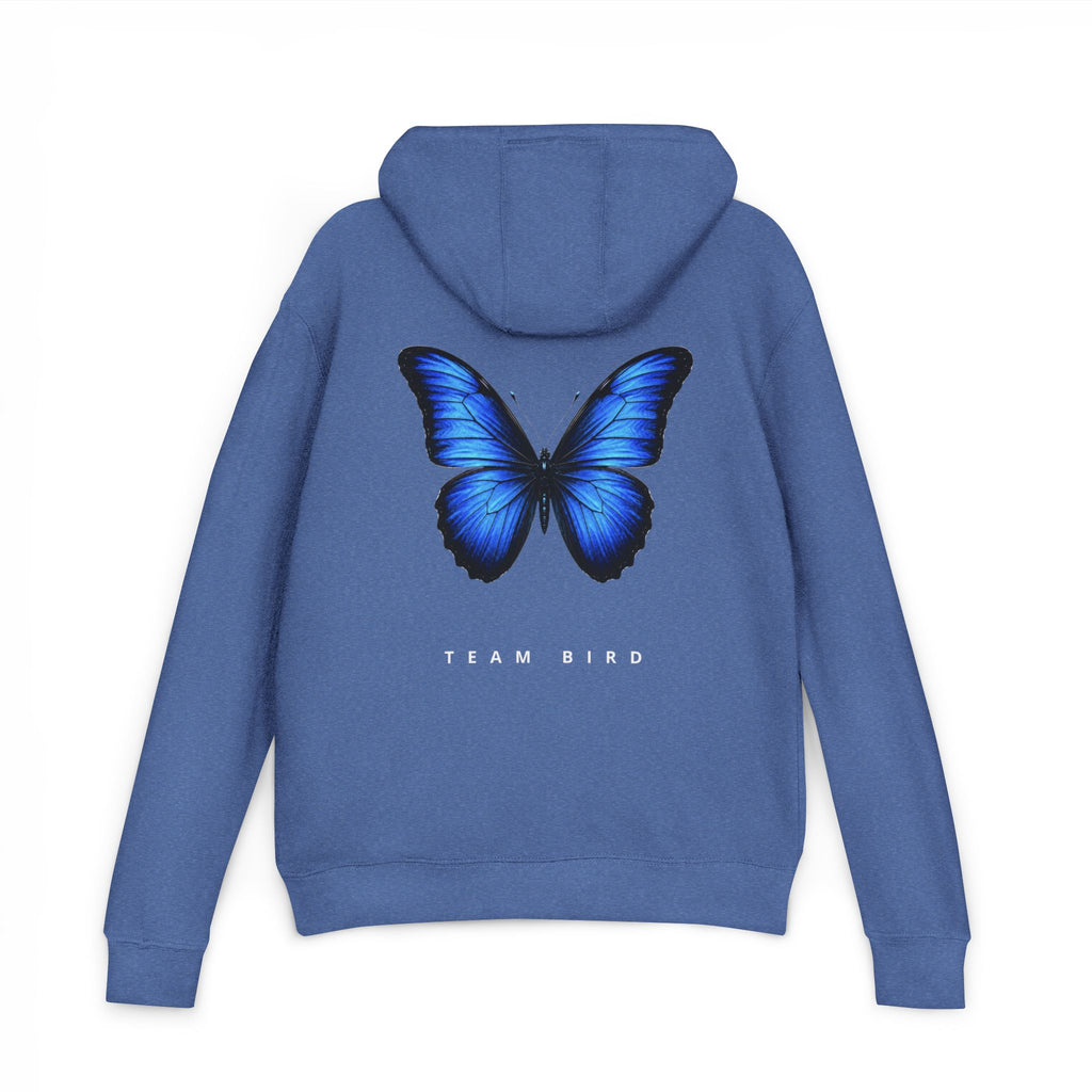 Butterfly Graphic Hoodie — "Team Bird" Blue Wing Pullover