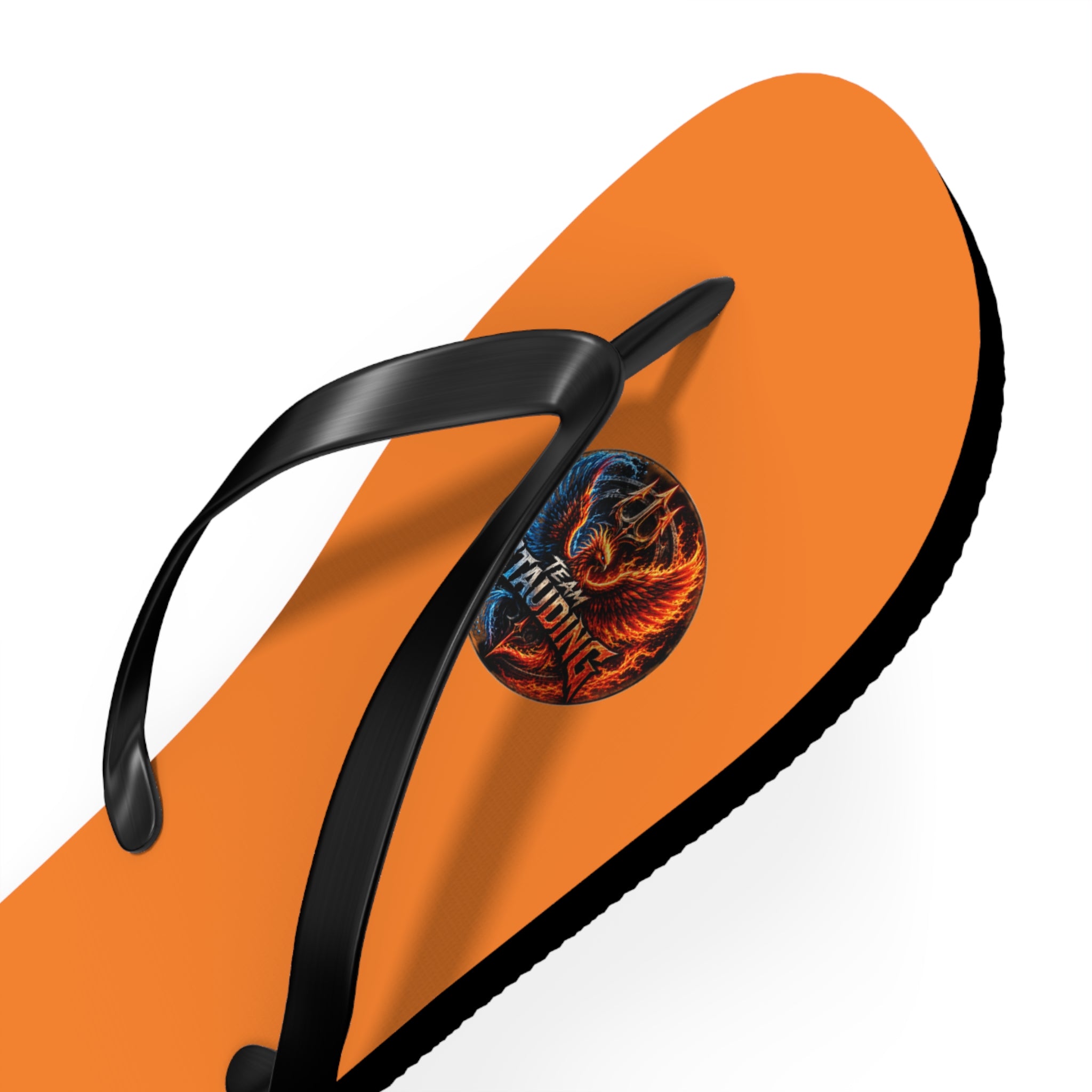 Orange Flip Flops with Small Tribal Sun Accent – Summer Beach Sandals