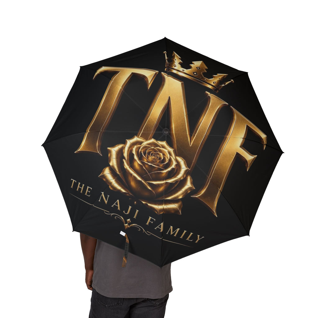 Gold Crown & Rose Foldable Umbrella — Semi-Automatic Compact Rain Umbrella
