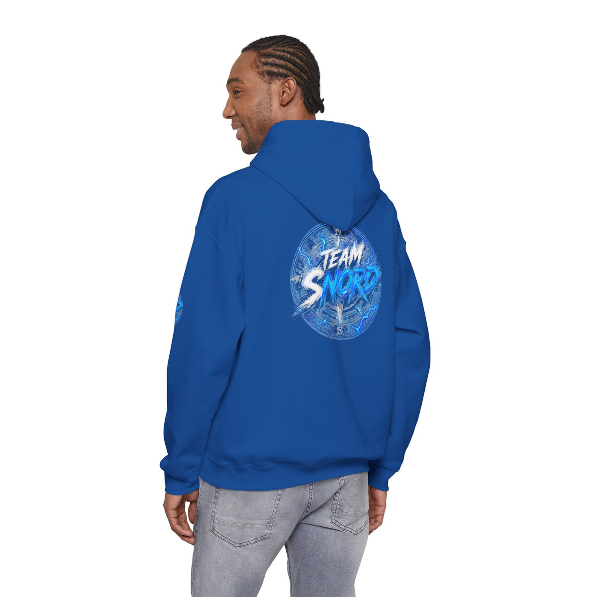 Nord Globe Hoodie — Blue Vintage Graphic Hooded Sweatshirt