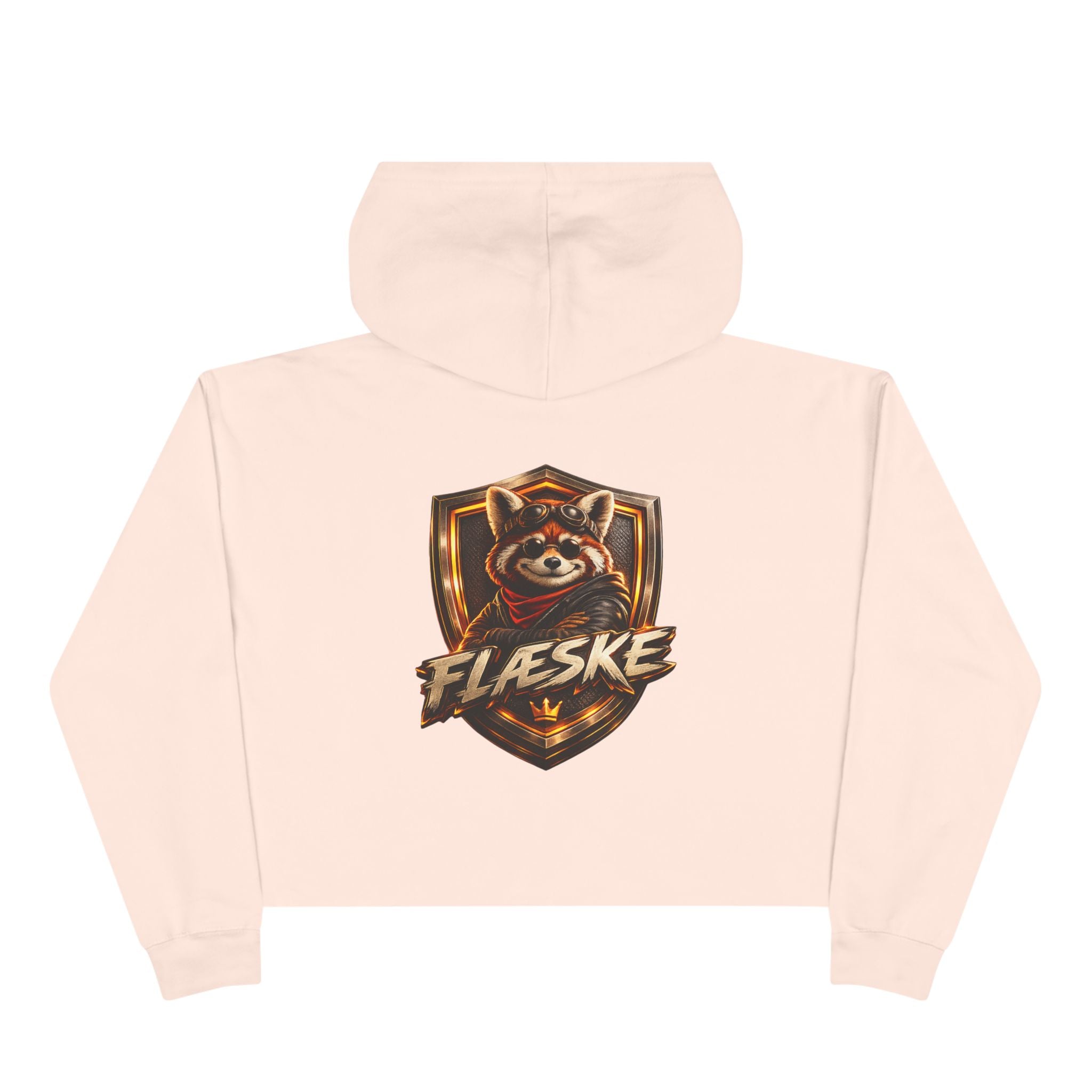 Raccoon Shield Crop Hoodie — Flaeske Gamer Logo Cropped Hoodie