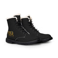 Women's Fur-Lined Leather Boots — Embroidered "MBA 2026" Ankle Boots