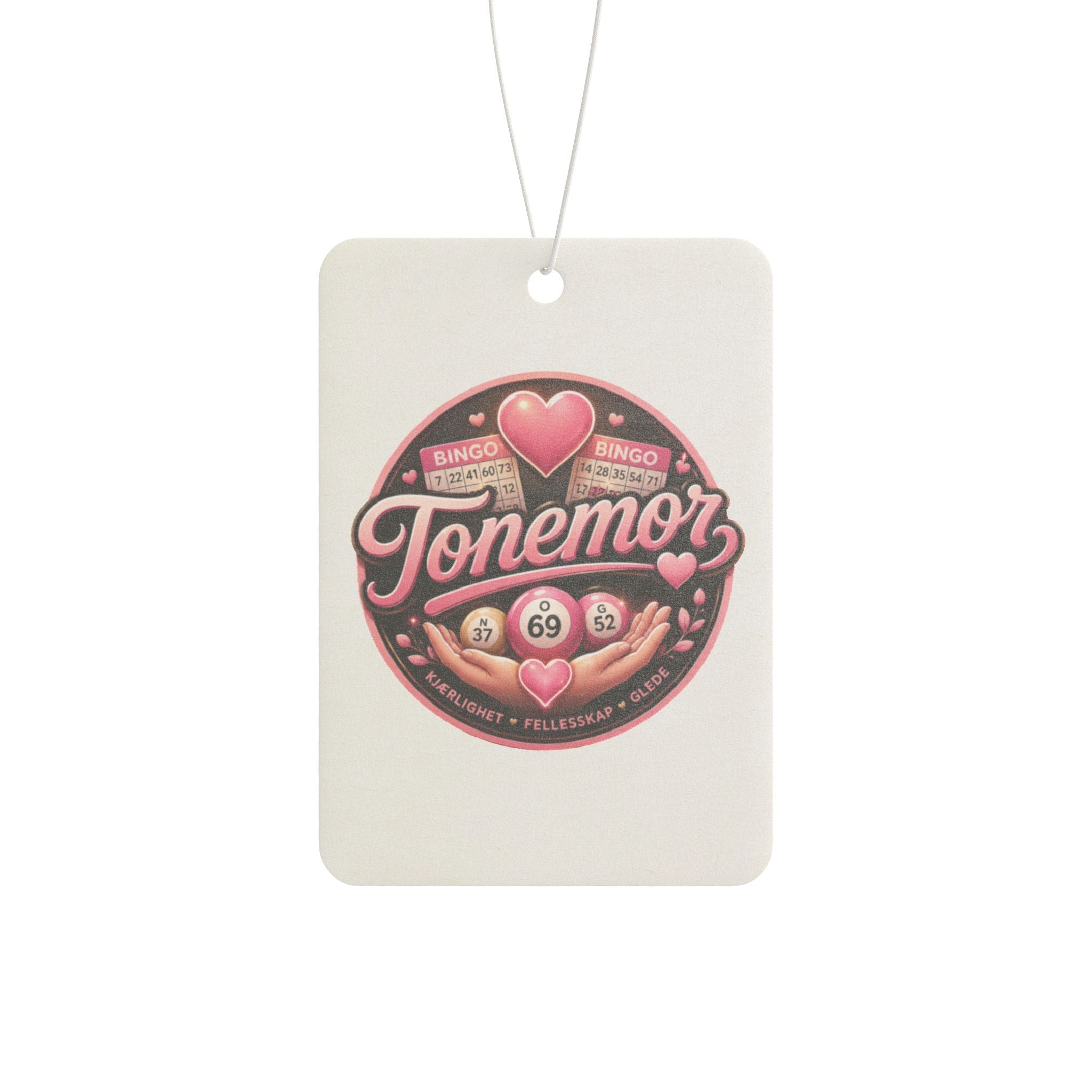 Car Air Freshener — Vintage Pink "Tonemoz" Heart Badge Scented Ornament