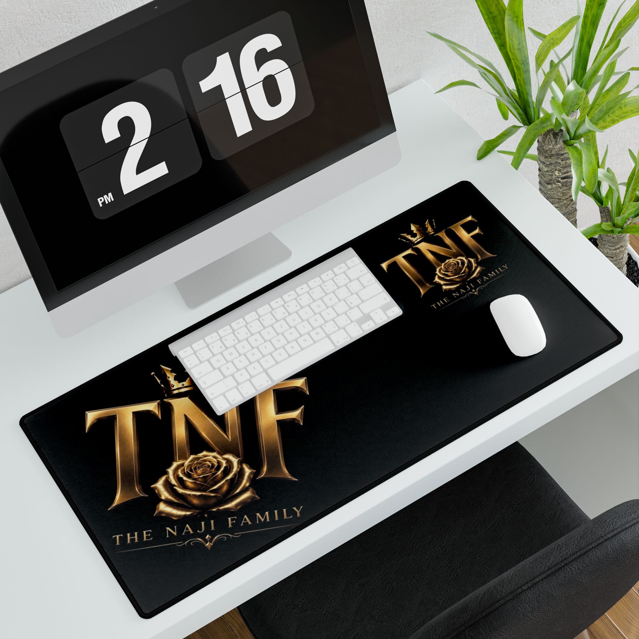 TNF Gold Crest Desk Mat — Large Gaming & Office Mousepad (The Naif Family)