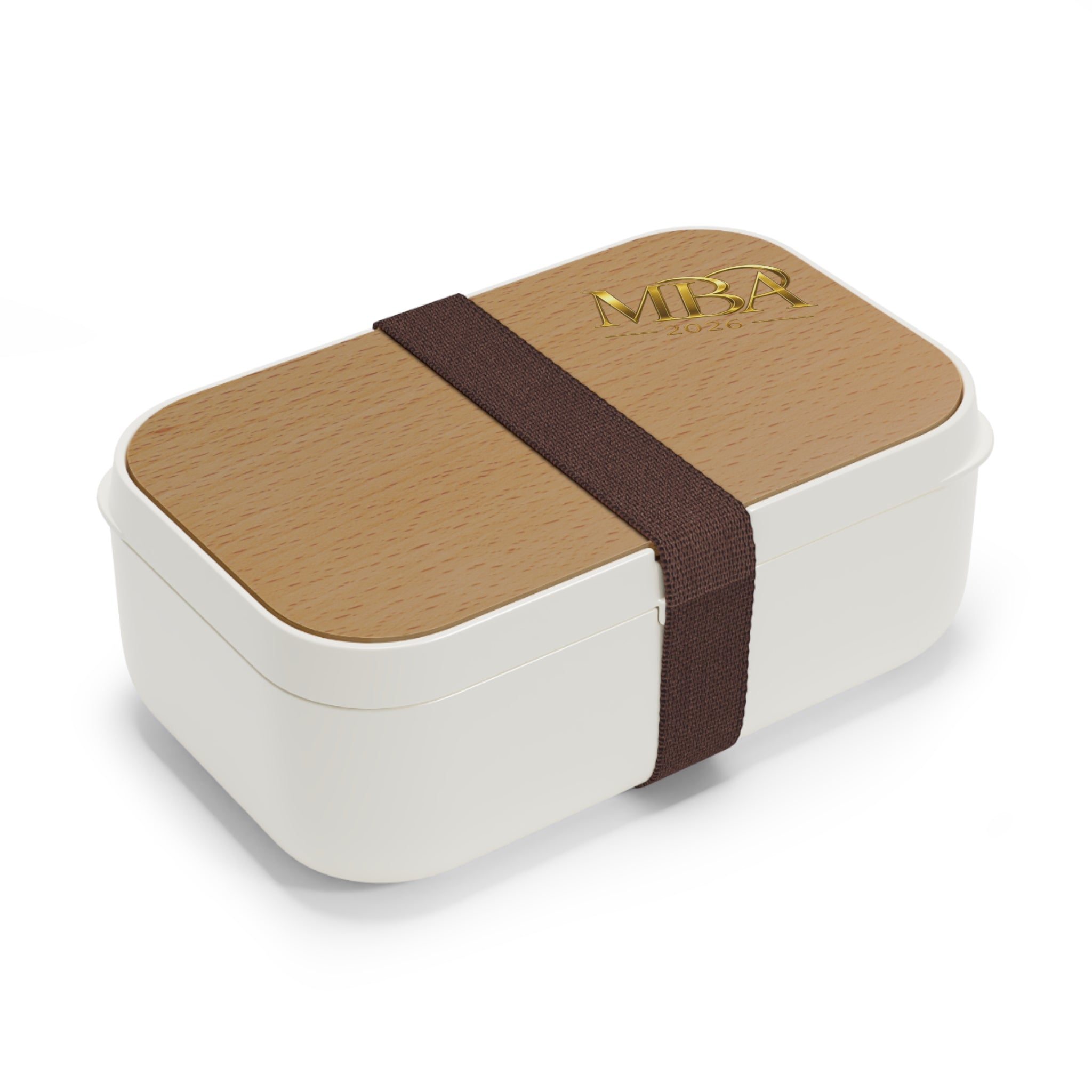 Bento Lunch Box — Wooden Lid Monogrammed Bento Box (Personalized MBA Initials)