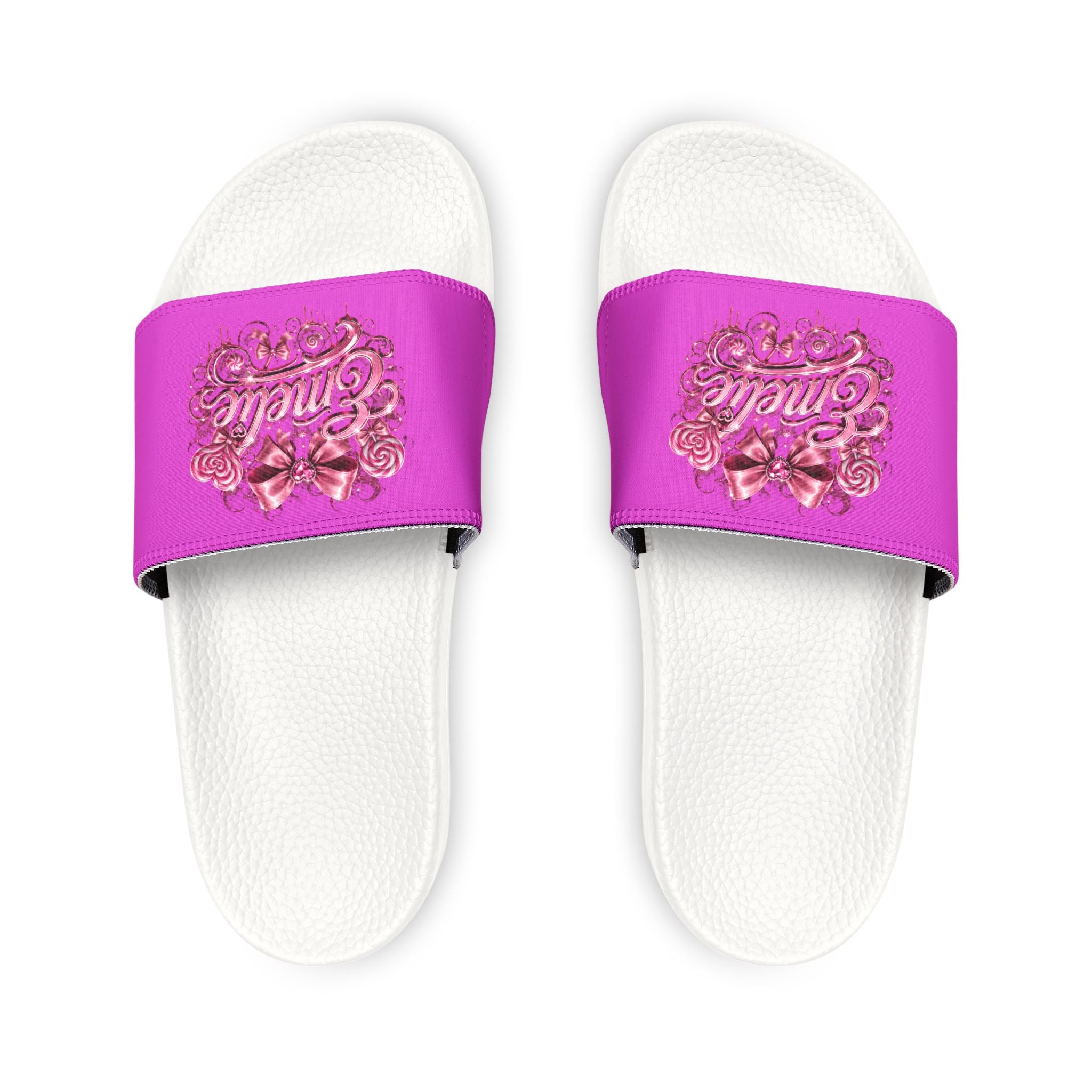 Men's Slide Sandals — Pink Floral 'Epic Mom' Embossed Strap