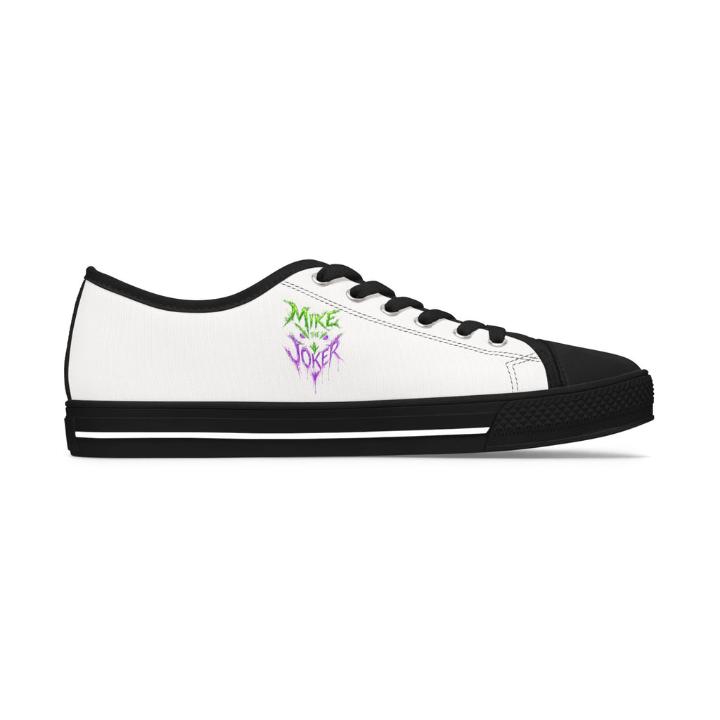 Floral Vibes Low Top Sneakers – Women's White Canvas Shoes with Purple Blossom Accent