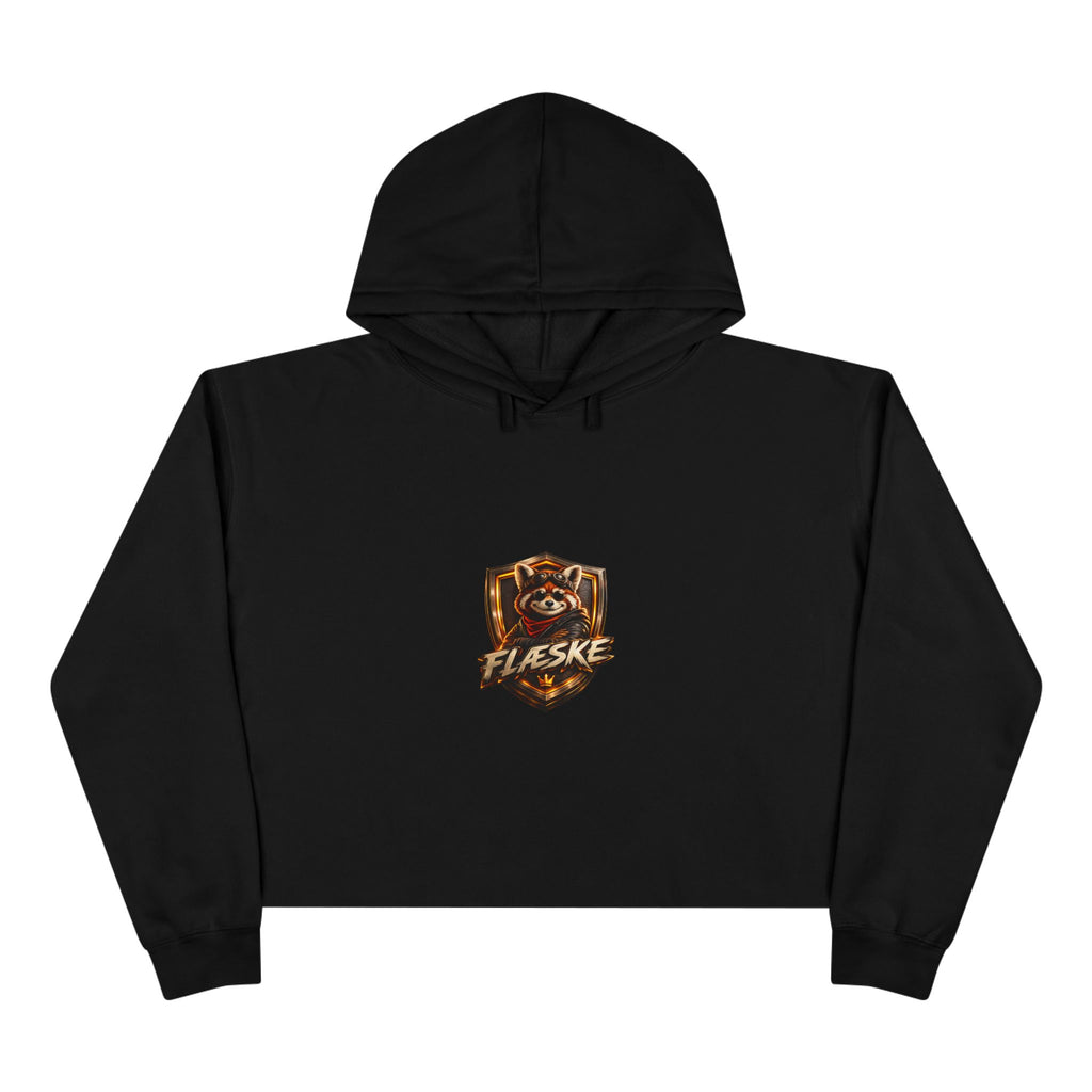 Raccoon Shield Crop Hoodie — Flaeske Gamer Logo Cropped Hoodie