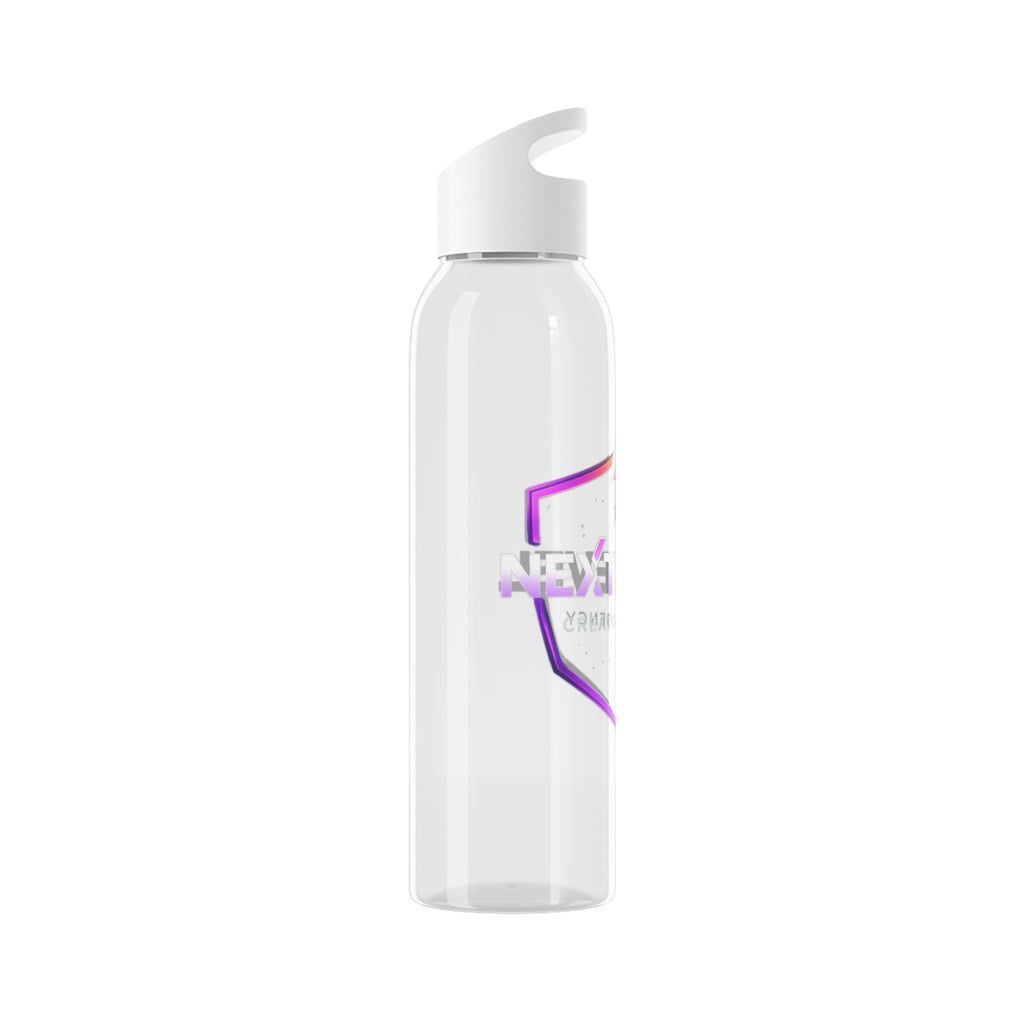 Sky Water Bottle — Clear Bottle with Gradient Arrow Logo (Next Level Creator Agency)