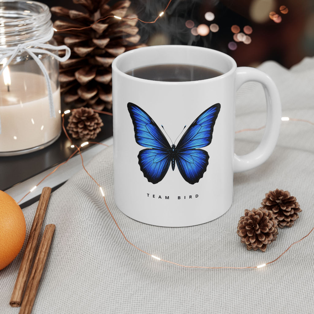 Blue Butterfly Ceramic Mug — Inspirational 'You Are Stronger Than You Think' Coffee Cup (11oz, 15oz)