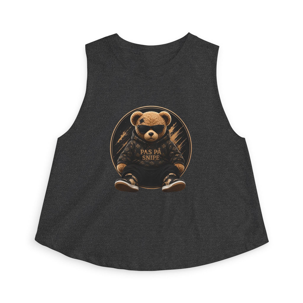 Cute Teddy Bear Graphic Crop Top — "Pas På Snipé" Women's Tank