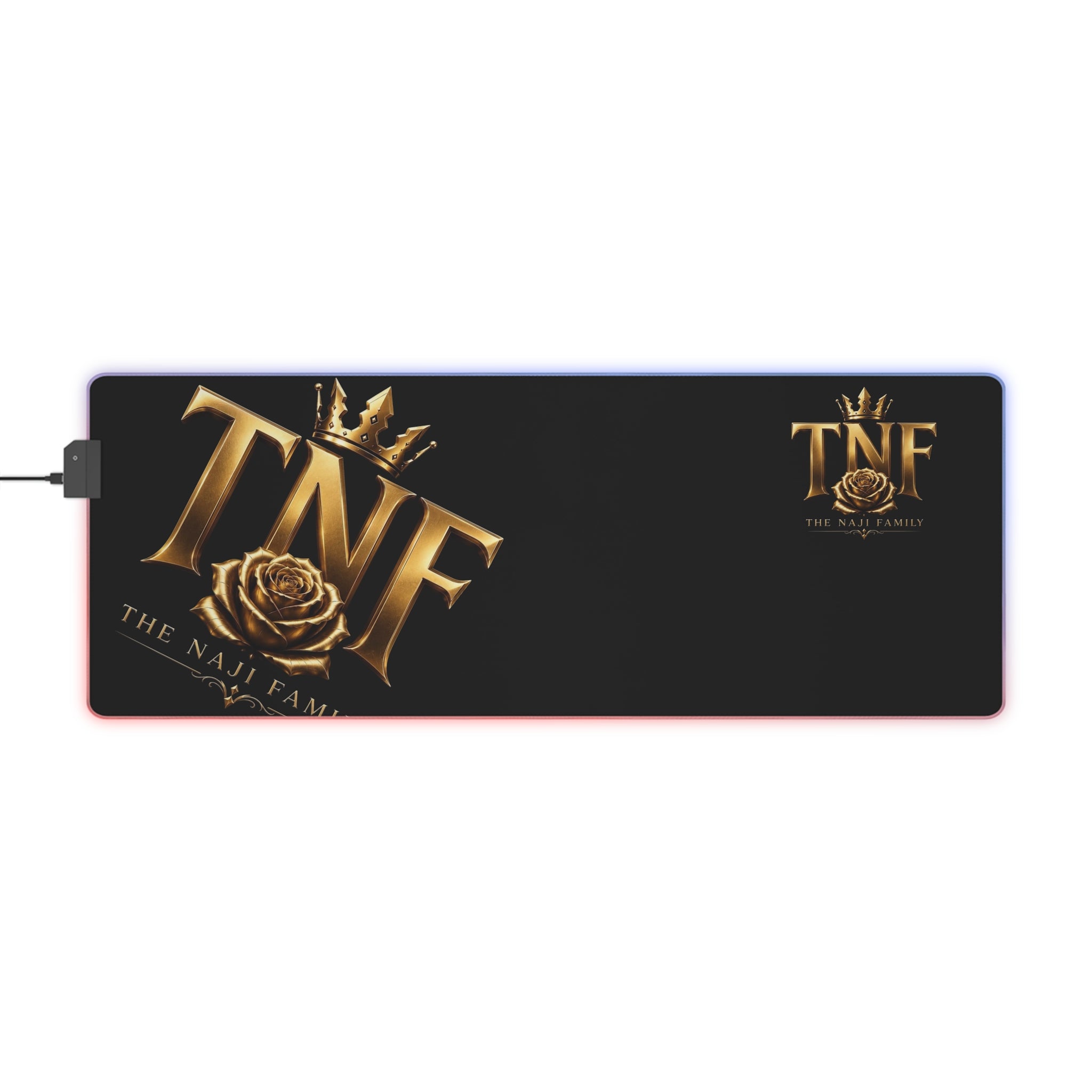 LED Gaming Mouse Pad — TNF The Naji Family Gold Crest RGB Desk Mat