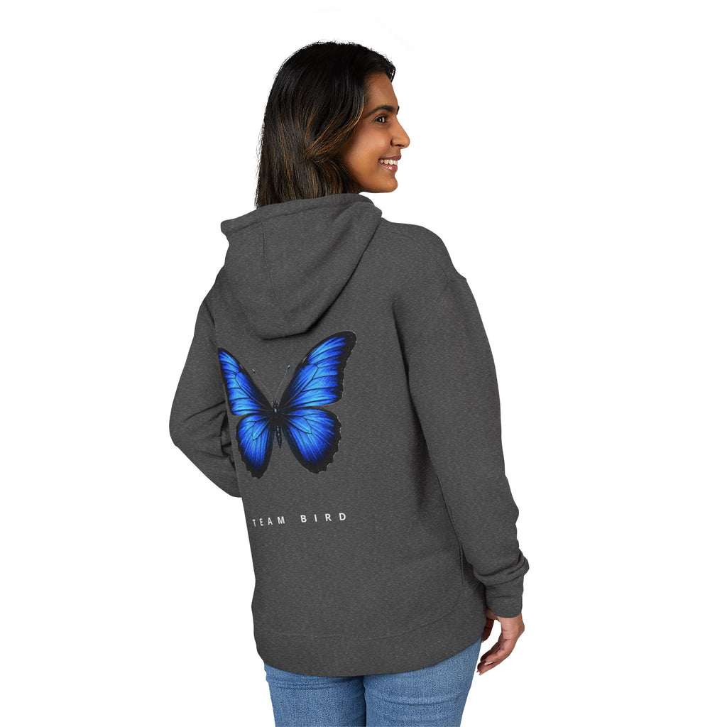 Butterfly Graphic Hoodie — "Team Bird" Blue Wing Pullover