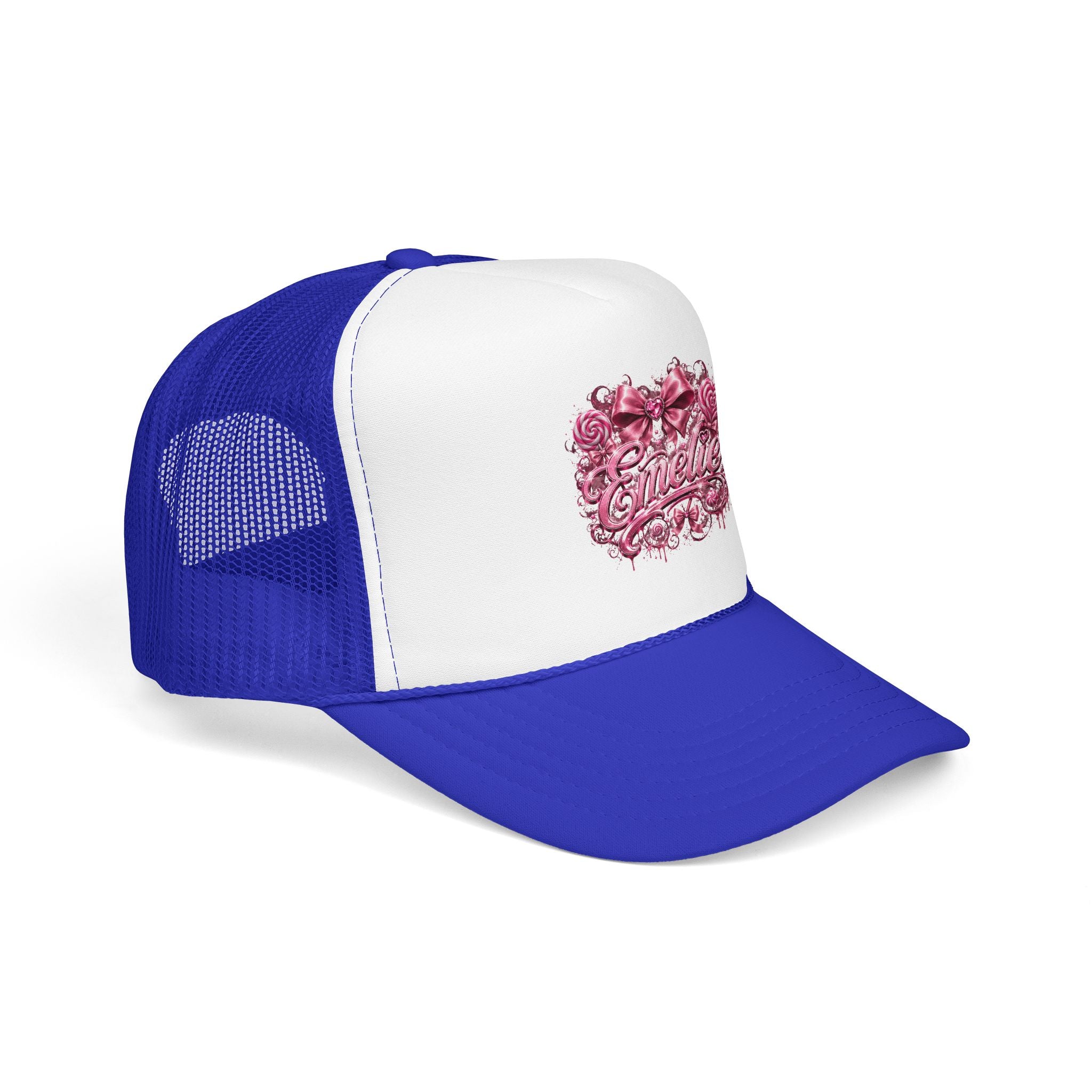 Trucker Hat — Pink Floral 'Enele' Bow Logo