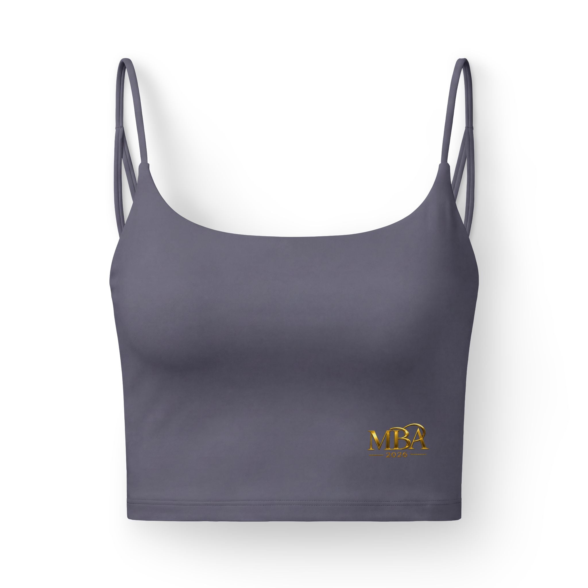 Luxe Women's Crop Bra — Sleek Strappy Comfort with Subtle Gold Logo