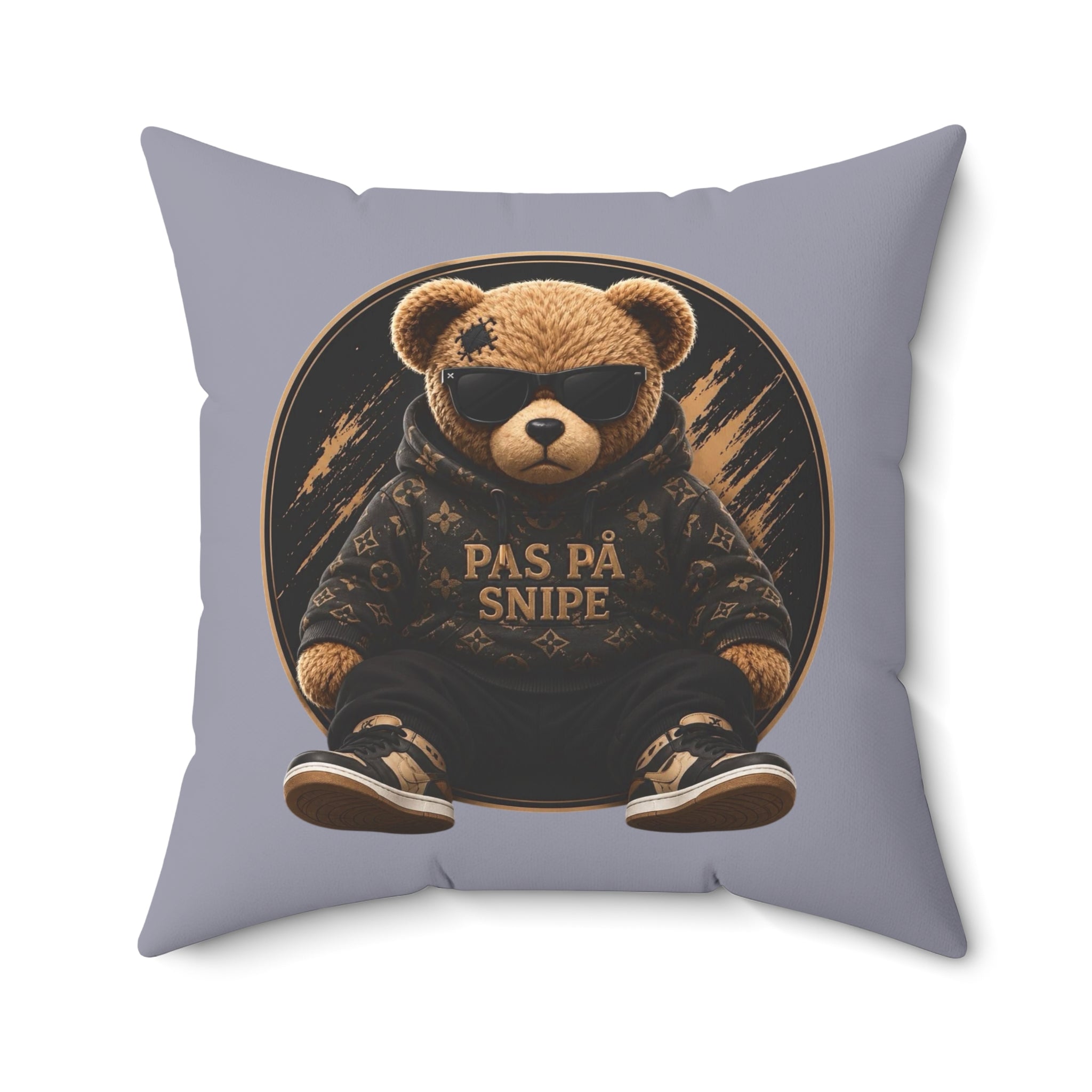 Teddy Bear 'Pas På Snipe' Decorative Pillow — Cozy Scandinavian Accent Pillow