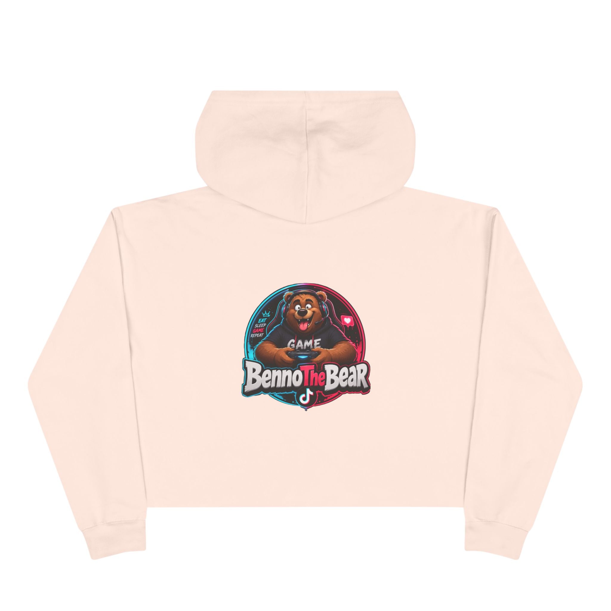 Benno The Bear Crop Hoodie — Cute Gamer Bear Logo Cropped Hoodie
