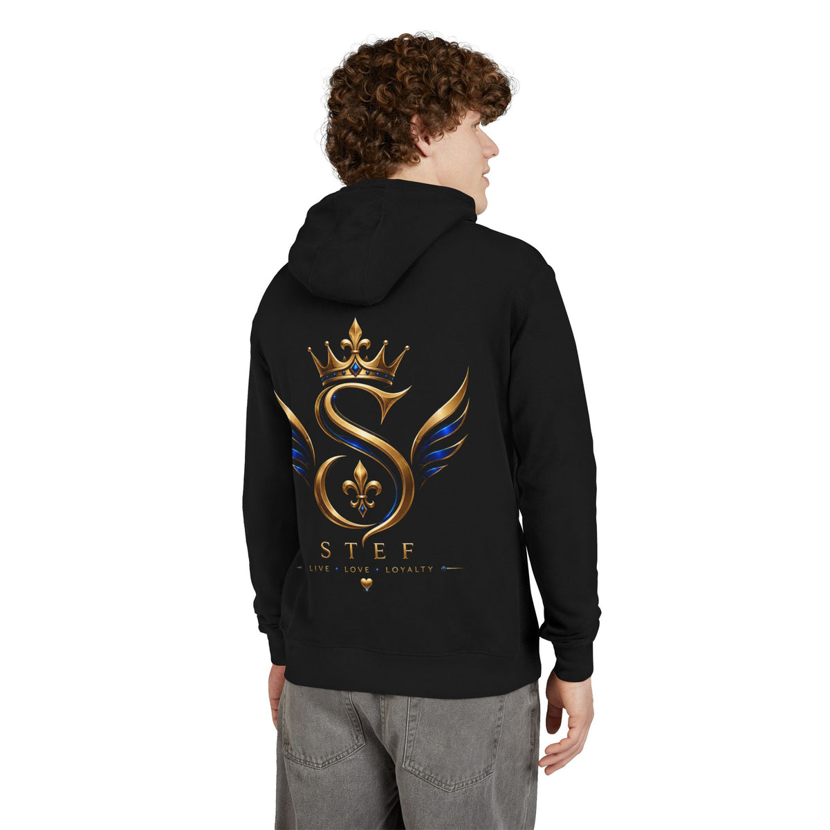 Crown S Wings Hoodie — Gold Fleur-de-Lis Logo French Terry Sweatshirt