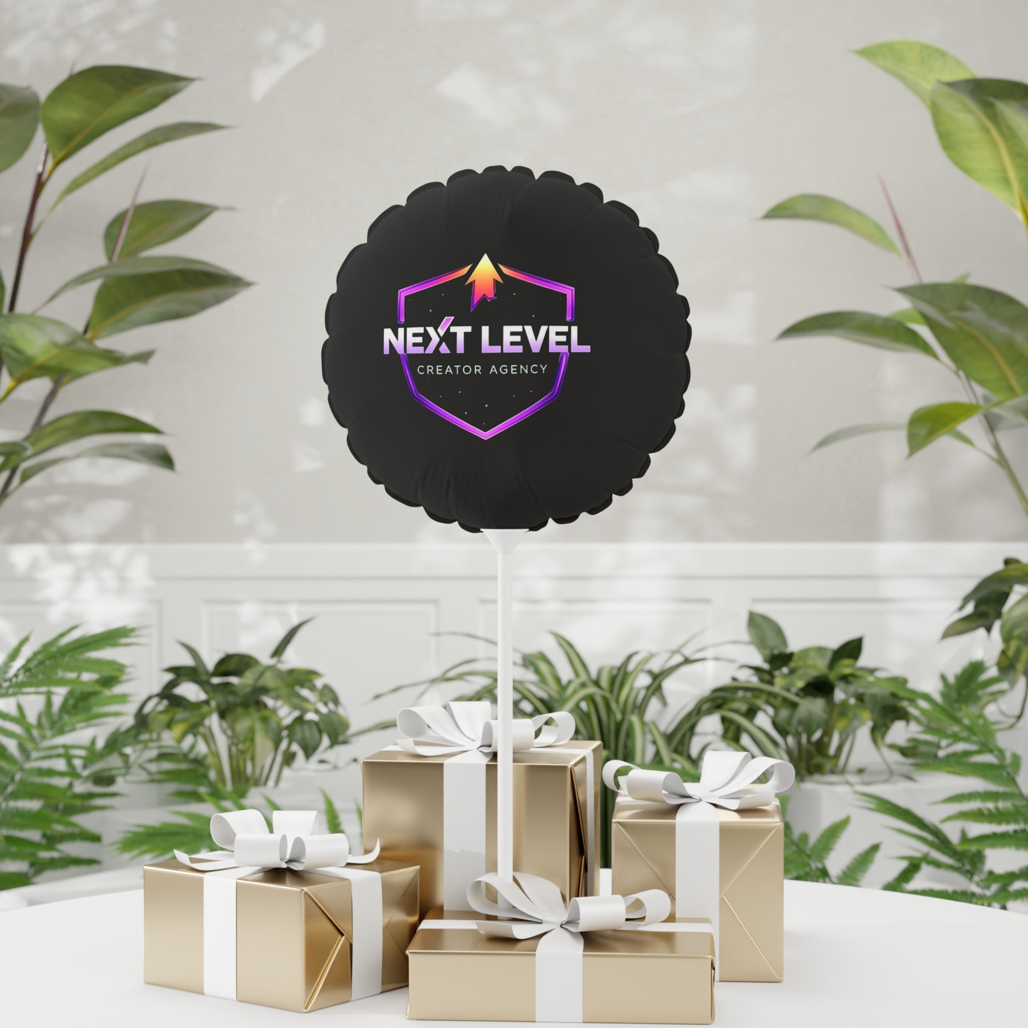 Next Level Creator Agency Balloon — Branded Black Celebration Balloon