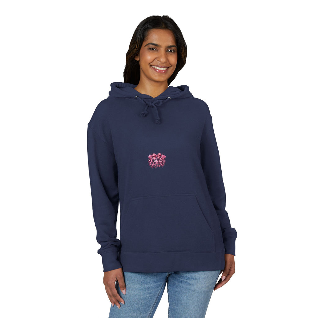 Name Personalized Hoodie — Pink Ribbon Candy Script Back Design