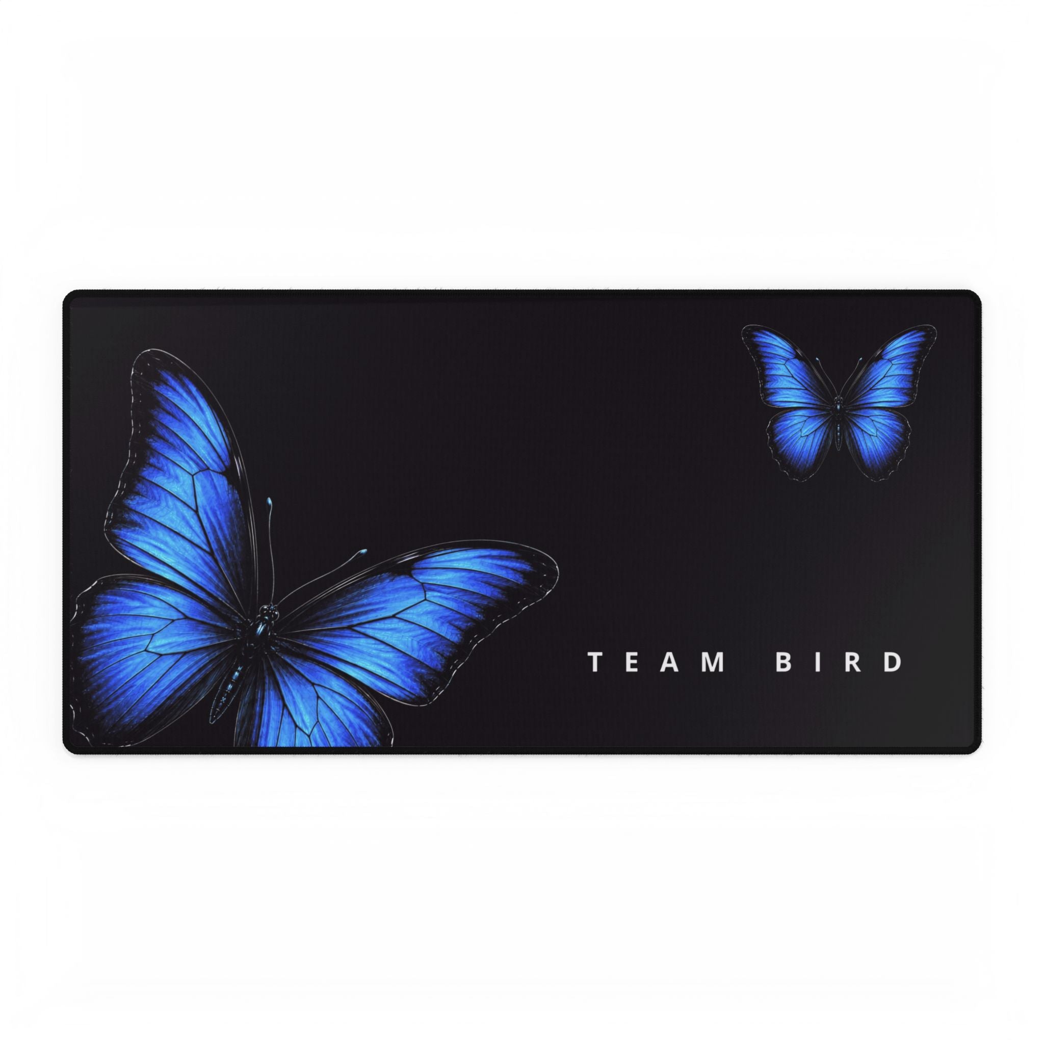 Blue Butterfly Desk Mat — 'TEAM BIRD' Gaming & Office Mousepad