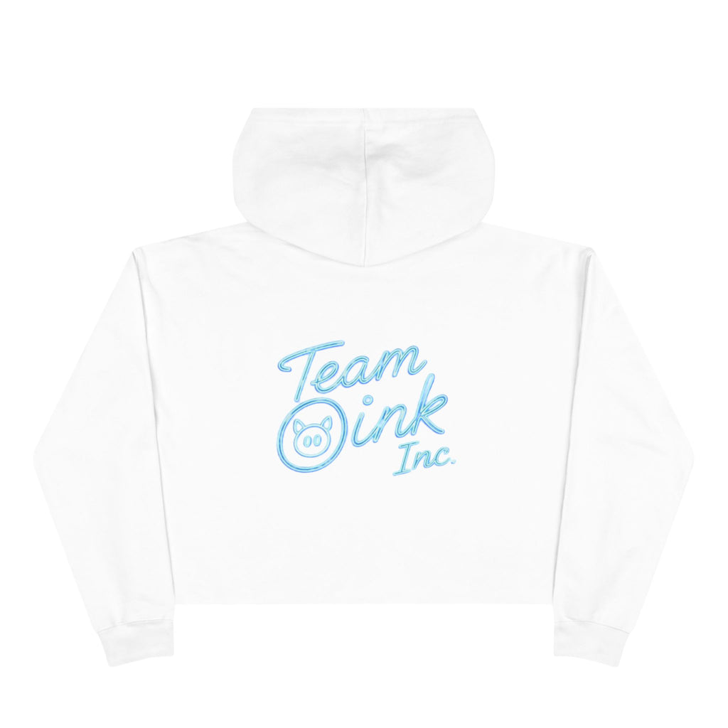 Team Oink Inc. Cropped Hoodie – Minimal Pastel Logo Crop Sweatshirt