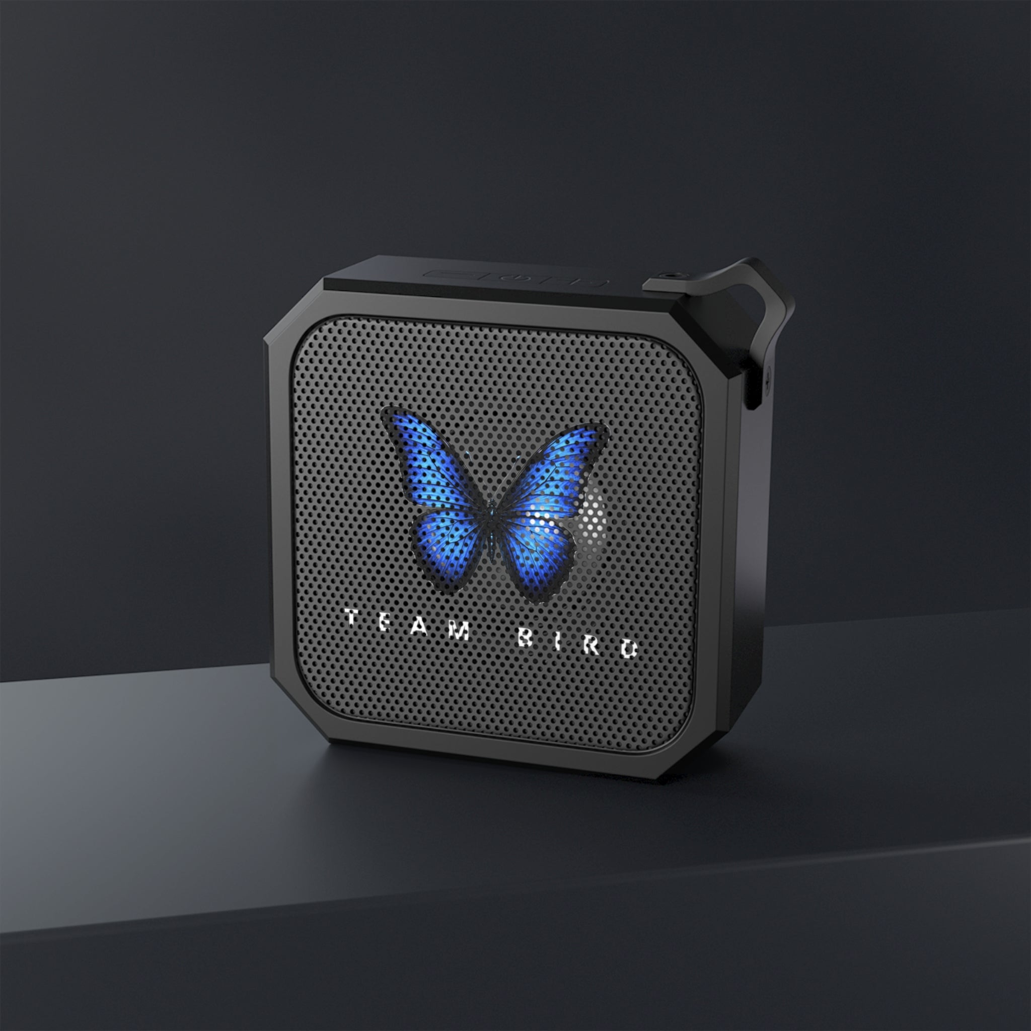 Outdoor Bluetooth Speaker — 'Team Bird' Blue Butterfly Portable Speaker