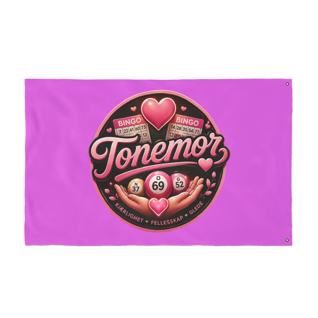Tonemor Bingo Hearts Flag — Double-Sided Pink Decorative Flag